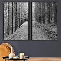 2 Piece Framed Canvas Wall Art Misty Forest Canvas Prints Home Artwork Decoration for Living Room,Bedroom - 16
