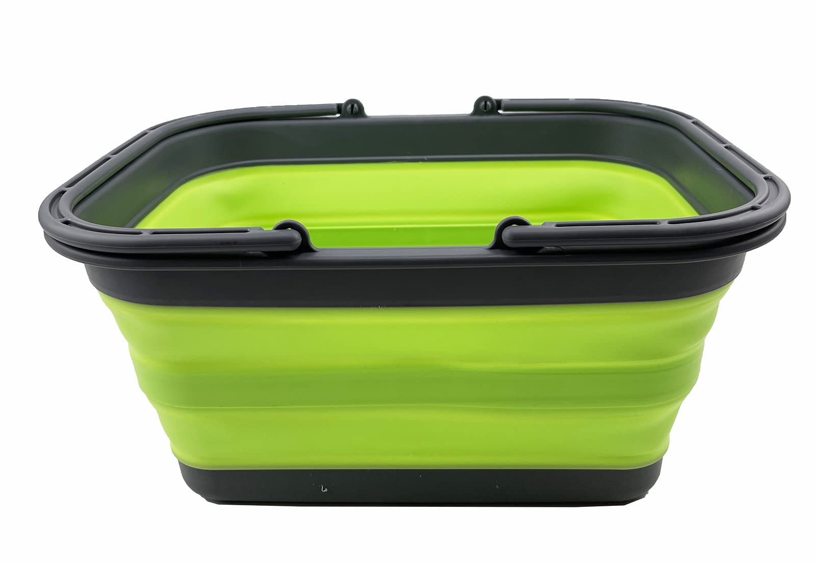 SAMMART Juego de 2 cestas plegables con asa de 12 litros, cesta de picnic portátil, contenedor de almacenamiento plegable para lavar platos, acampar y hogar (verde hierba + cerúleo)