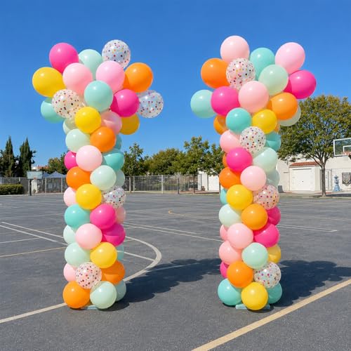 Image of HILAVO Rainbow Balloons 12 Inch 55 Pcs Multicolor Colorful Balloon Hot Pink Orange Teal Blue Yellow Green Confetti Latex Ballons for Summer Hawaiian Birthday Wedding Baby Shower Engagement Party Decor