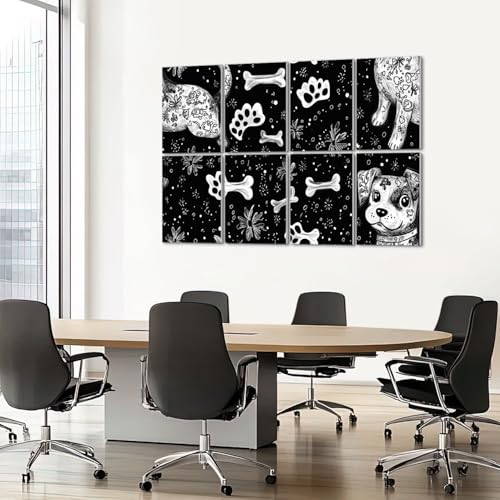 8 Pack de Paneles Acústicos Artísticos Absorbentes de Sonido con Figuras Decorativas de Perro y Otros Motivos, Paneles autoadhesivos para Estudios de Grabación y Oficina, 48"x32" miniatura 7