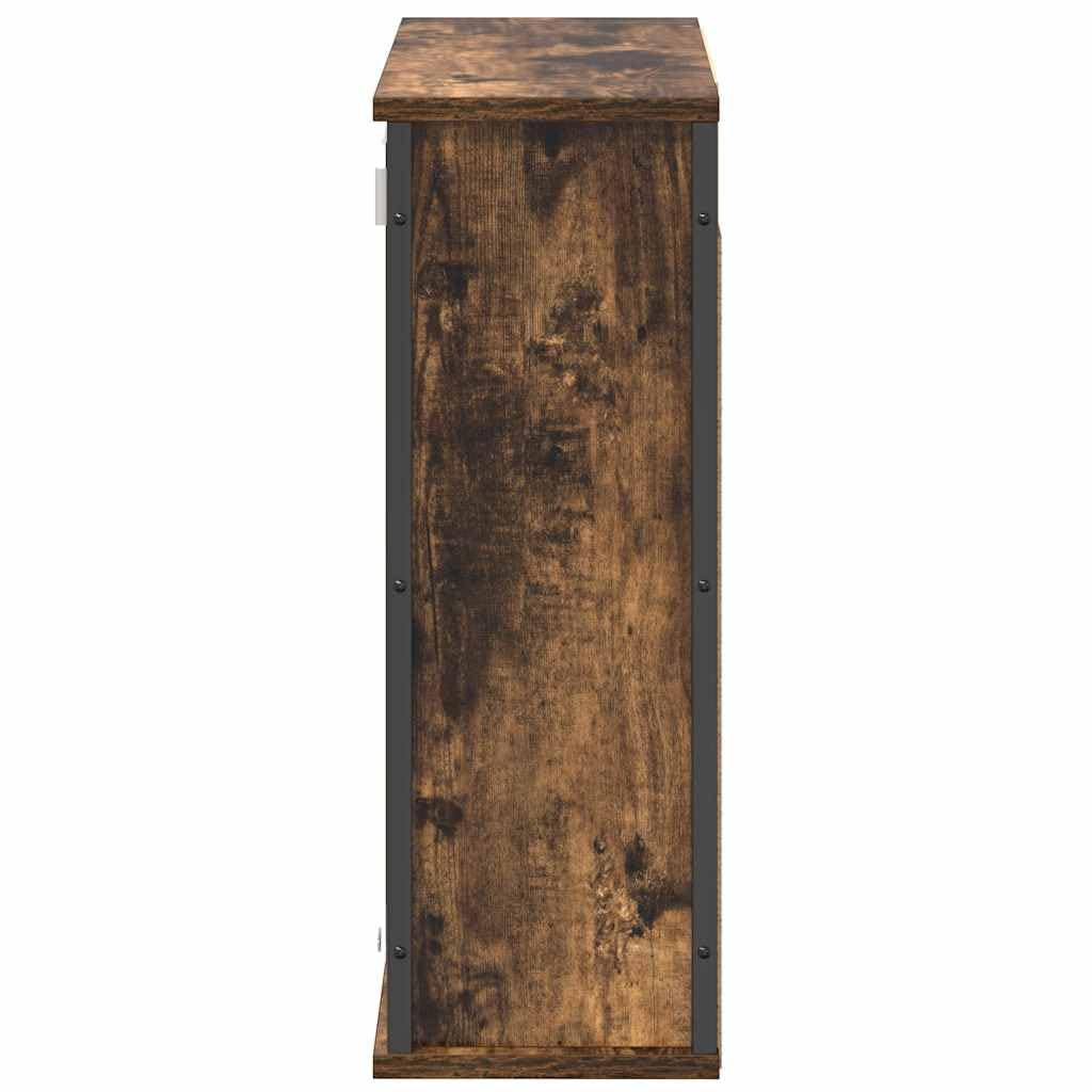 Szafka ścienna łazienkowa z lustrem, dąb wędzony, 60 x 21 x 60 cm, materiał drewnopochodny, wszechstronne przechowywanie, oszczędność miejsca, na kosmetyki