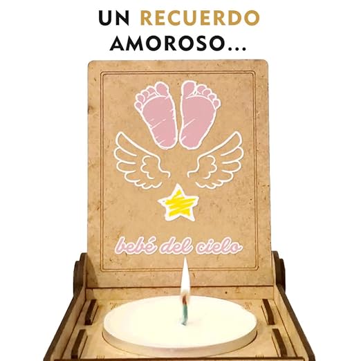 Trostlicht Para Bebes Del Cielo Angelito Vela De Luto Con Slogan En Caja De Madera Conmemorativo Para Bebe Del Cielo En Vez De Tarjeta De Luto Para Bebes Verde Amazon Es Bebe