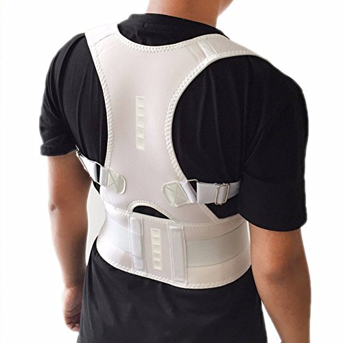 Thoracic Back Brace Posture Corrector- Magnetic Lumbar Back Support Belt-Back Pain Relief, Improve Thoracic Kyphosis, For Lower And Upper Back Pain Men & Women (White, Large) #TOP4