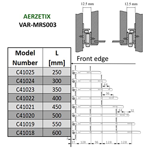 AERZETIX - C41019-2 Set di guide/scorrevoli a