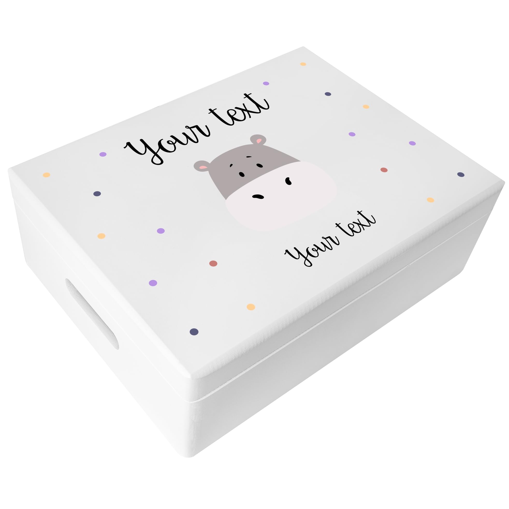Creative Deco Personalised White Baby Memory Box - Hippo