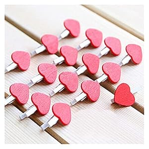 Pennenzak Nieuwe Mini Leuke 50 Stuks Rood Hart Wood Clips Photo Paper Peg Home School Office Party Decorations Houten…