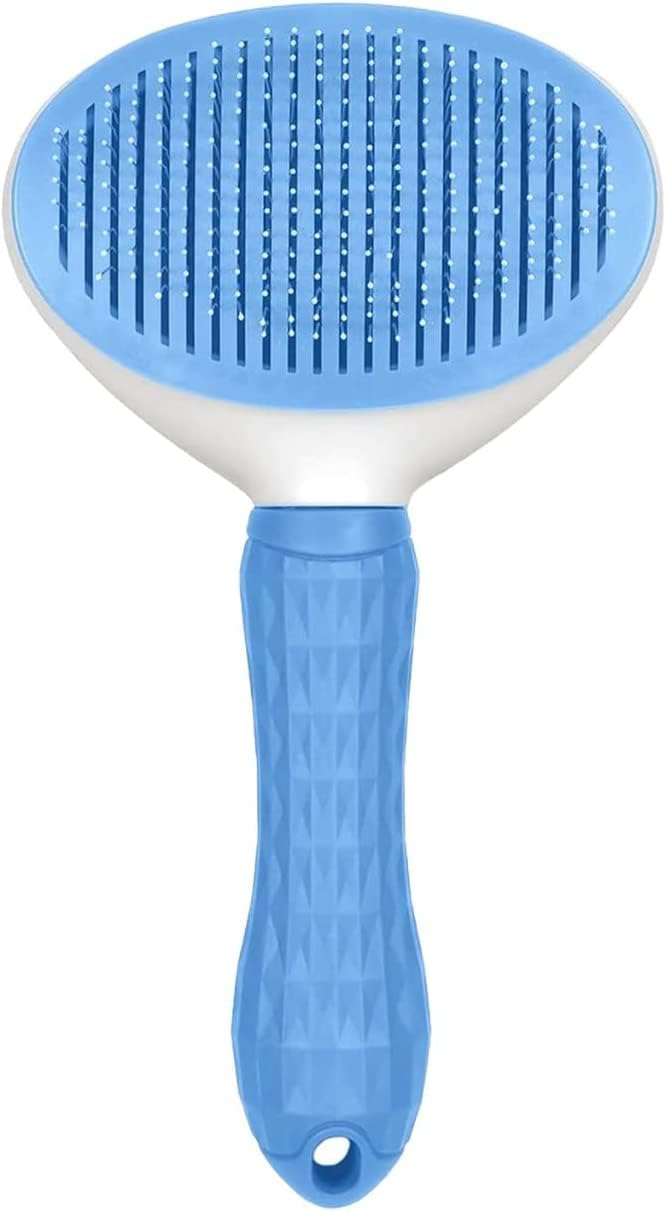 Cepillo para Perros, Cepillo para Gatos, Cepillos para Mascotas, Cepillo para Mascotas para Pelo Largo y Pelo Corto, Limpia el Pelo de Mascotas con Función de Autolimpieza, 8.07 x 4.33 Pulgadas, Azul
