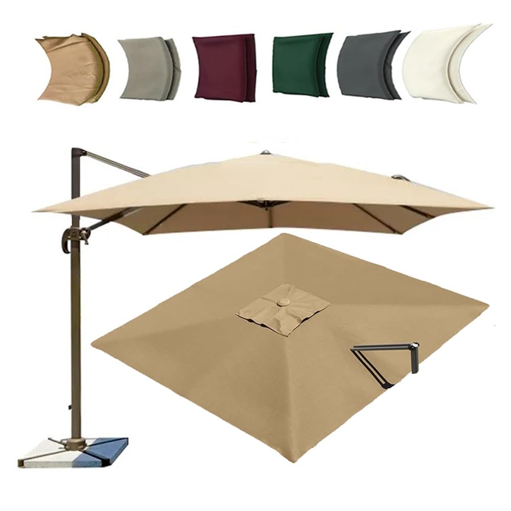 Fjqfhh Khaki Garden Parasol, Replacement Canopy For Offset Umbrella 8Ribs(,4X300cm/13X9.8ft)