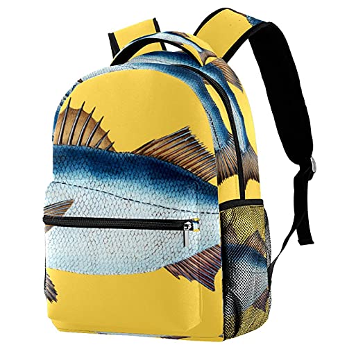 Sac à dos voyage et loisirs vintage poisson jaune pour filles et garçons
