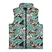 Frymappies Horse Floral Sleeveless Fleece Jacket for Girls' Zip up Outerwear Vests 5T 6T Kids Fashion Stand-up Collar Vest with Pockets Little Girls Warm Winter Clothes for School Athletic