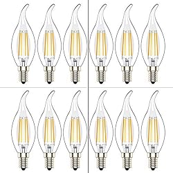 Amazon Lamparas Vela Phoenix-LED E14 Bombillas Vela de Filamento,Regulable,Luz Calida(2700K),4W Equivalente a 40W, 400 Lúmenes, Pack de 12