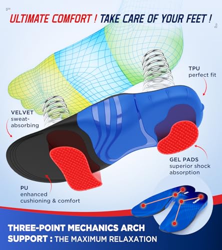 Neupu 240+Lbs Heavy Duty High Arch Support Orthotic Insoles For Plantar Fasciitis Pain Relief - For Men, Women, Work Boots, Shoes thumb #2