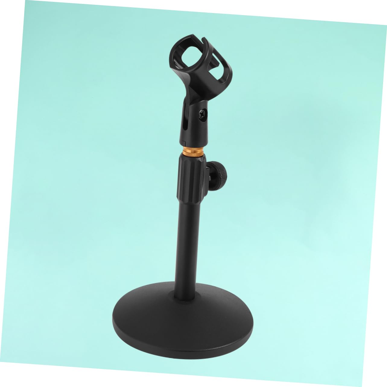 Supporto Microfono da Scrivania Regolabile 27-38cm, Base Tonda | Nero in Metallo, Tubo Flessibile, per Podcasting e Home Live, Back To School Party