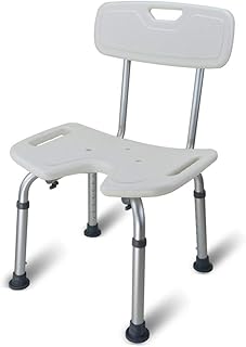 LHQ-HQ Stołki kąpielowe taborety łazienkowe ławka do kąpieli siedzisko w kształcie litery U starsze łazienka prysznic krzesło z oparciem, regulacja wysokości stopu aluminium taboret do kąpieli kobiety w ciąży, biały, 43 * 40 * 72,5 - 87,5 prysznic C