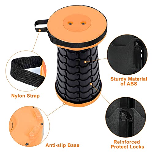 Image of VOLIXOD Foldable Telescoping Stool Portable, Retractable Stool for Adults, Upgraded Collapsible Folding Seats with Load Capacity 550lbs, Camping Stools for Adults