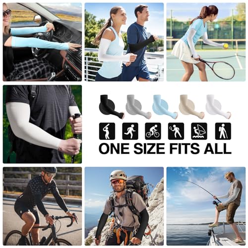 Image of Zibuyu Sun Protection Arm Sleeves for Men, Stylish Combo Bandana Biker Arm Sleeves for Men & Women, UPF 50 Hand Cover for Cycling, Basketball, Football, Golf, Cricket, Outdoor Sports