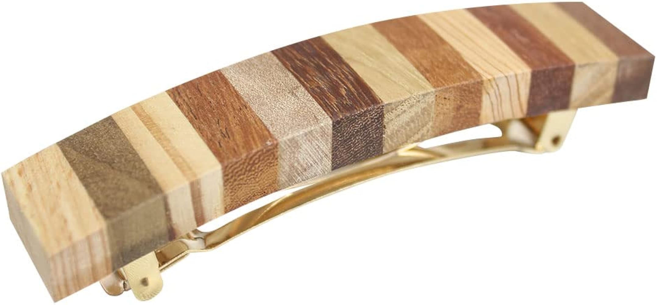 Amazon | 白谷工房 寄木のストライプバレッタ 寄木細工 アクセサリー