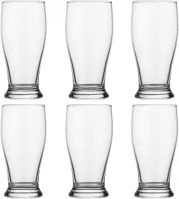 Copo de Cerveja Tulipa 200 ml de Vidro – Kit com 6 Unidades | Design Clássico, Transparente e Sofisticado para Cervejas Pilsen, Lager e Weiss