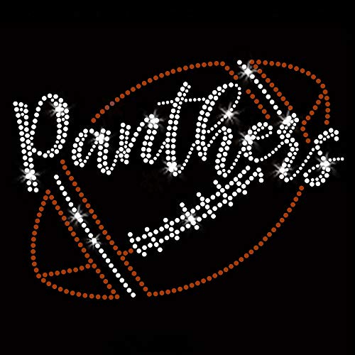 Panthers Script Football Iron-on Rhinestone and Rhinestud Transfers for T-Shirts by JCS Rhinestones