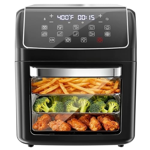Image of OLIXIS 12.6Qt Air Fryer Oven, Family Size Countertop Convection Oven with 10 Preset Cook Modes, 400F Rapid Air Crispy Technology, Roast Bake Dehydrate Reheat, Dishwasher-Safe Parts