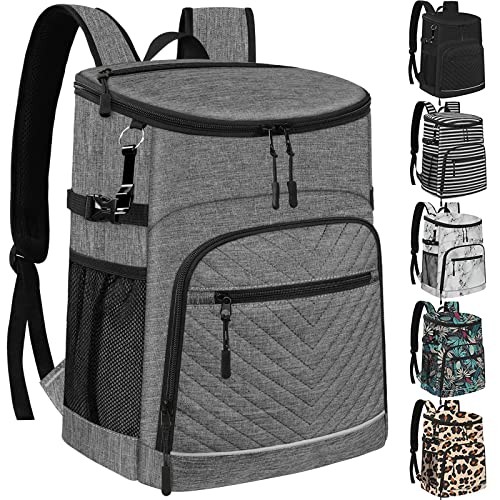 Cooler Backpack Insulated Leakproof Waterproof Backpack Cooler Bag 30 Cans, Large Capacity Lightweight Travel Camping Beach Drink Beverage Beer Bag Cooler Ice Chest For Men And Women, Grey #TOP5