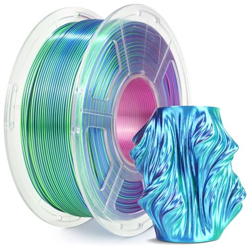Image of SUNLU Silk Triple Color Pla Filament, Silk PLA 3D Printer Filament 1.75mm, Shiny Silk Texture, Dimensional Accuracy + /- 0.02mm, 1KG Spool (2.2 lbs), PLA Silk Triple Color (Blue Green Purple)
