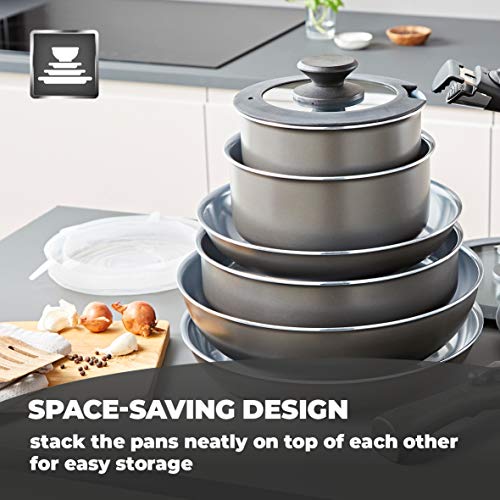 Tower Freedom T800200 13 Piece Cookware Set with Ceramic Coating, Stackable Design and Detachable Handles, Graphite, Aluminium 6 Gallery Image Tower Freedom T800200 13 Piece Cookware Set with Ceramic Coating, Stackable Design and Detachable Handles, Graphite, Aluminium 6 Gallery Image