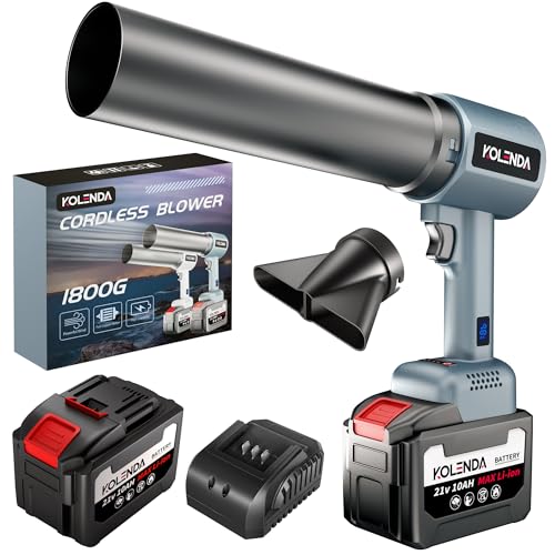 KOLENDA Handheld Cordless Lightweight Powerful Car Dryer Air Blower with 1800G & 335MPH Powerful, Air Duster Electric Leaf Blower Cleaning Dryer Turbo for Patio Cleaning, Lawn Care and Car Drying