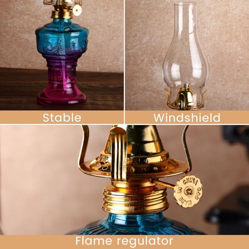 Image of 2 Pcs Oil Lamps for Indoor Use, Hurricane Kerosene Lamp, Gradient Purple