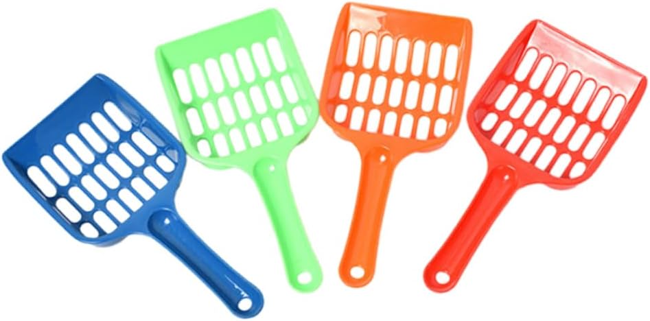4pcs Cat Litter Scoop Handle Pet Waste Cleaning Tool Plastic Kitten Sand Shovel for Easy Litter Box Cleanup Color