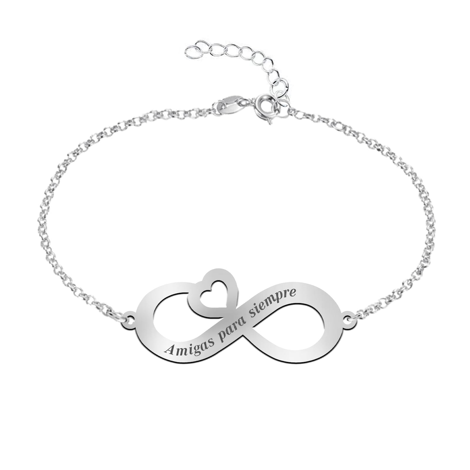 Pulsera Infinito Mujer Plata Personalizada con Nombres, Hasta 4 - Regalo original para novia, madre o abuela (Infinito Mensaje)