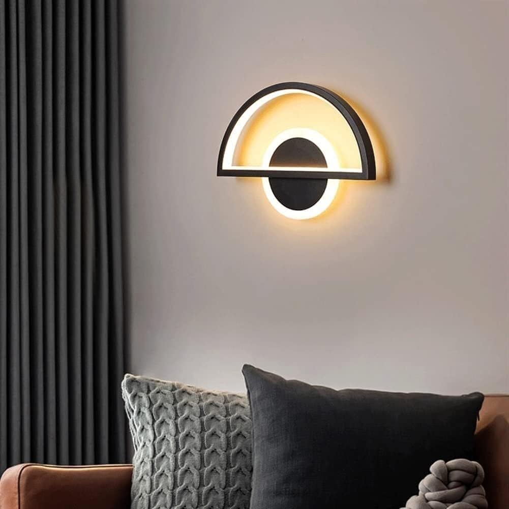 Kryty LED półpłaski geometria akrylowy abażur lekki metalowy korpus lampy kinkiet do montażu na ścianie, oświetlenie wiszące sufitowe