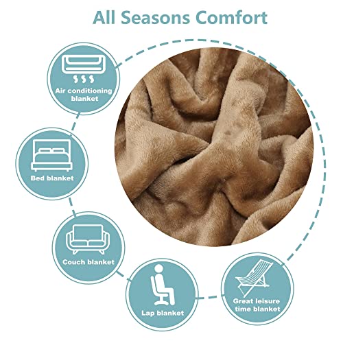 Image of NANPIPER Fleece Blankets Super Soft Flannel King Size Blanket for Bed Luxury Cozy Microfiber Plush Fuzzy Blanket,Coffee Brown