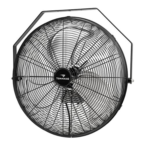 Tornado - 20 Inch High Velocity Industrial Wall Fan - 4750 Cfm - 3 Speed - 6 Ft Cord - Industrial, Commercial, Residential Use - Ul Safety Listed #TOP2