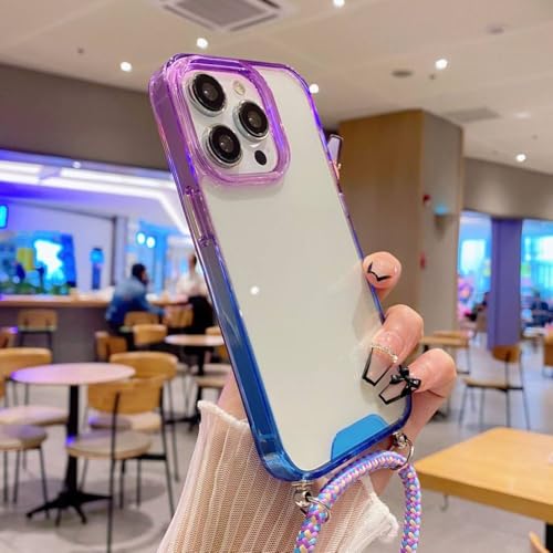 Coque rigide transparente pour iPhone 11 et 14 Pro Max éviter les chutes avec lanière