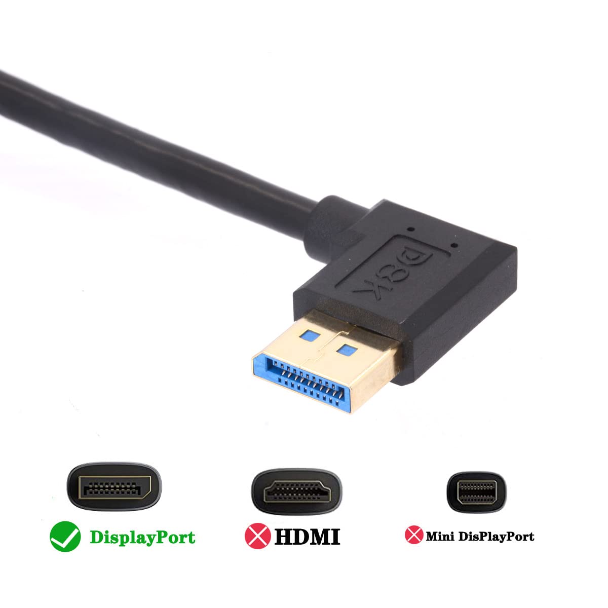 Câble d'extension 8K DP mâle vers DP femelle 1.4 (8K/60Hz, 4K/144Hz), câble court Displayport mâle vers femelle DP 1.4, port d'affichage 32,4 Gbit/s pour PC, ordinateur portable 15 cm (gauche)