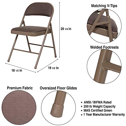 OEF Furnishings (4 Pack) Fabric Upholstered Steel Folding Chair, Star Trail Brown