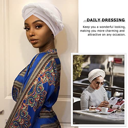 Image of DRESHOW Turban Pre-Tied Twisted Hat Thread African Head Wraps for Black Women Chemo Cancer Cap Braid Hair Cover