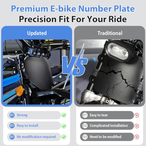 Image of Number Plate for Ebike - Universal Downhill Electric Bike Plate for Q20, S1 /S2 /Y1 /RX, X1S /X /X2 /MX3 /MX4 /MX5, XXX, Pro SS /SR /S (Carbon Style)