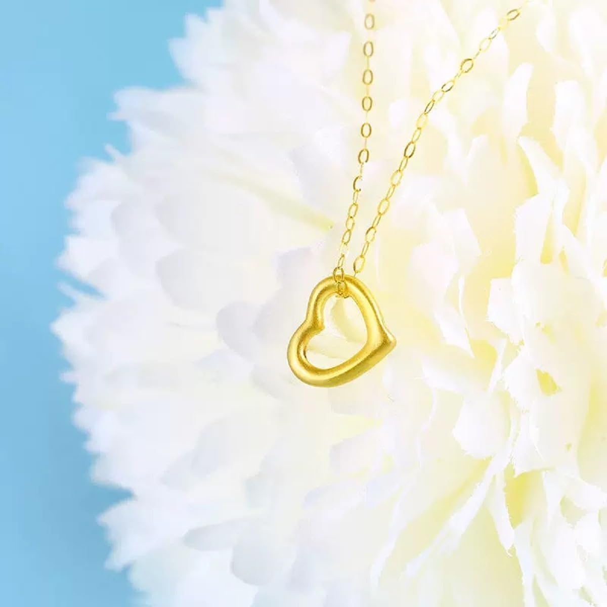 Sterling Silver Open Heart Pendant for Women Floating Heart Necklace I Love You Necklace Simple Heart Jewelry - Image 5