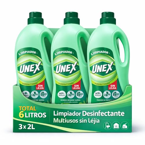 Limpiador Desinfectante Multiusos sin lejia, Desinfectante Limpiahogar dejando un aroma fresco y un brillo duradero, Elimina Bacterias, Hongos y Virus, Contiene 3 botellas de 2 Litros