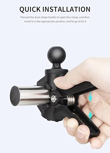 Miniatura 9 de Strg Soporte de teléfono con base de abrazadera para rieles de 0.85 a 1.55 pulgadas de diámetro, soporte de teléfono para motocicleta, bicicleta,