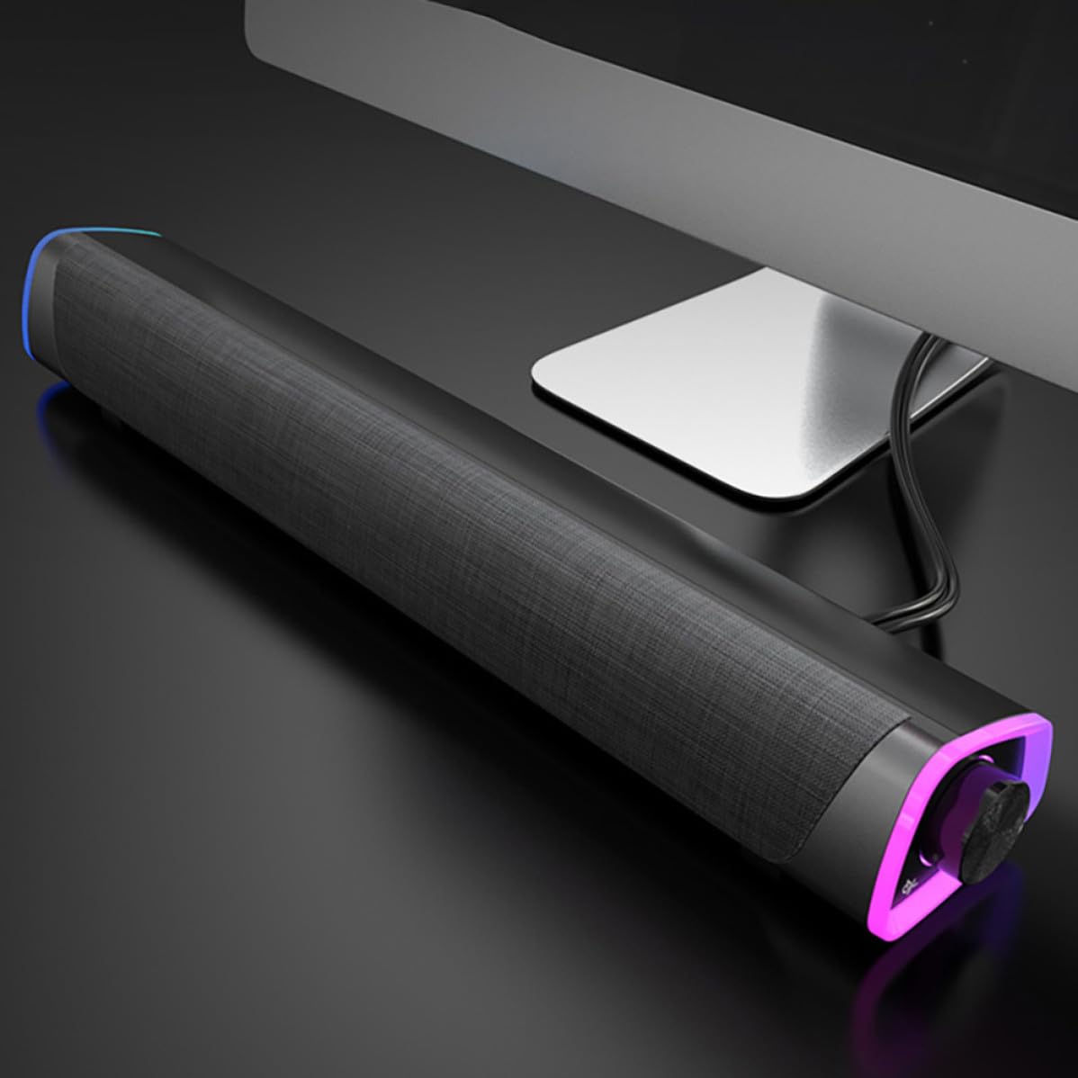 Holibanna Soundbar Stereo Doppio Altoparlante 6w Nero, Design Salvaspazio Effetto Sonoro Potente per Ufficio e Scuola