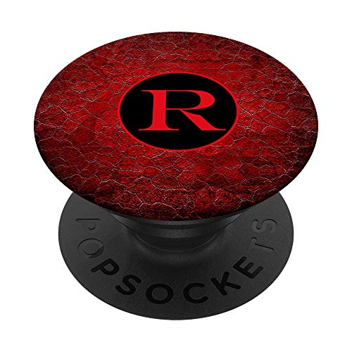 Cell Phone Pop Up Holder,Red Black Monogram Letter R Initial PopSockets Agarre y Soporte para Teléfonos y Tabletas