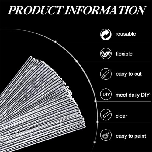 Image of Vicenpal 120 Pcs 8 Inch Clear Acrylic Rods 2 mm Plant Stakes Acrylic Dowel Rods Plant Support Stakes Round Strip Sticks for Party DIY Crafts Decorations Gardening