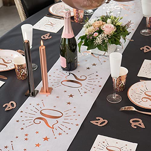 SANTEX 7344-20-30, Chemin de Table Âge étincelant métal Blanc/Rose Gold, 20 Ans Cover