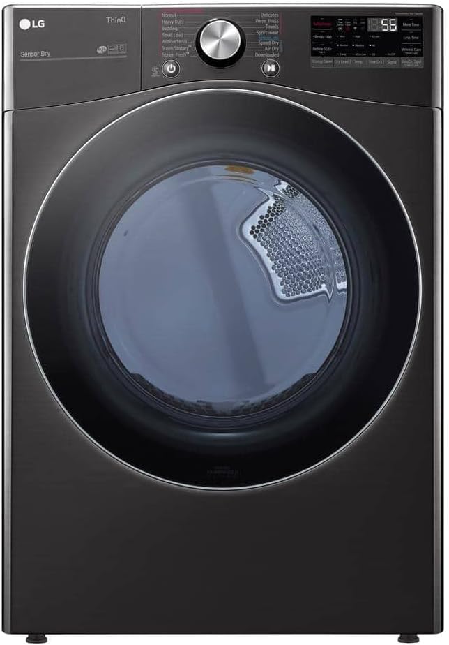 LG DLEX4200B 7.4 cu. ft. Ultra Large Capacity Smart Wi‑Fi Enabled Front Load Dryer in Black Steel with TurboSteam and Built‑in Intelligence