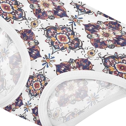 ZZKKO Vintage Mandala Floral Pattern Girls Underwear Toddler Panties for Girls Comfort Brief Size 2-8T3