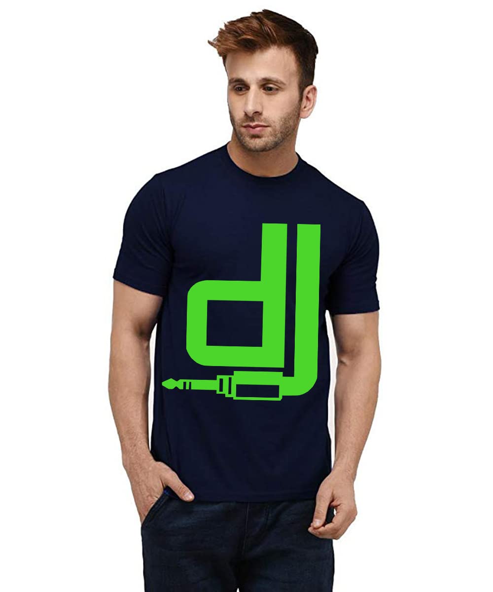 CaseriaMen's Cotton Printed T-Shirt -Dj Plug in | 100% Cotton | Half Sleeves | Regular Fit | Printed | Round Neck | Graphic T Shirt
