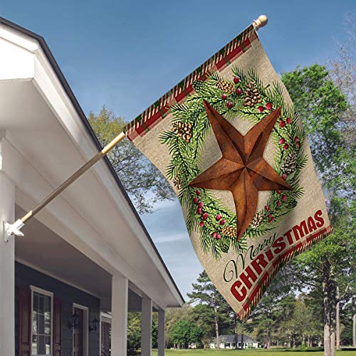 Morigins-Barn-Star-Wreath-Happy-Winter-Double-Sided-Merry-Christmas-House-Flag-28-x-40-inch Morigins Barn Star Wreath Happy Winter Double Sided Merry Christmas House Flag 28 x 40 inch